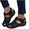 thumbnail image 5 of Anuirheih Women's Wedge Heels Sandals, Comfortable Ankle Strap Closed Toe Summer Sandals Casual Outdoor Wedges(Retro,Black), 5 of 9