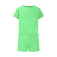 thumbnail image 4 of Women's Short Sleeve Tops Women's two-piece shorts short-sleeved tops casual set of shorts summer sportswear suit sportswear suit Ndbuld Green 2XL, 4 of 6