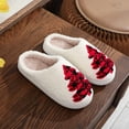 thumbnail image 3 of Busydd Christmas Slippers for Women Holiday Cozy House Slippers Winter Warm Print Fuzzy Slippers Casual Home Bedroom Indoor and Outdoor Slippers, 3 of 8