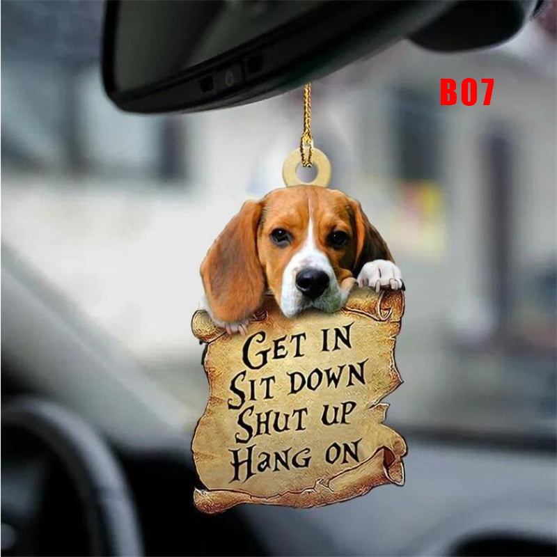 Acrylic Cute Sitting Beagle Dog Pet KeyChains Ring For Women Purse Jewelry Gifts 