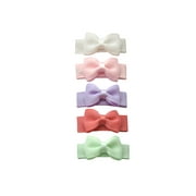 Baby Wisp 5 pcs Tiny Tuxedo Grosgrain Ribbon Hair Bows Mini Clips Accessories Baby Girls Toddlers - Macaroon Gift Set