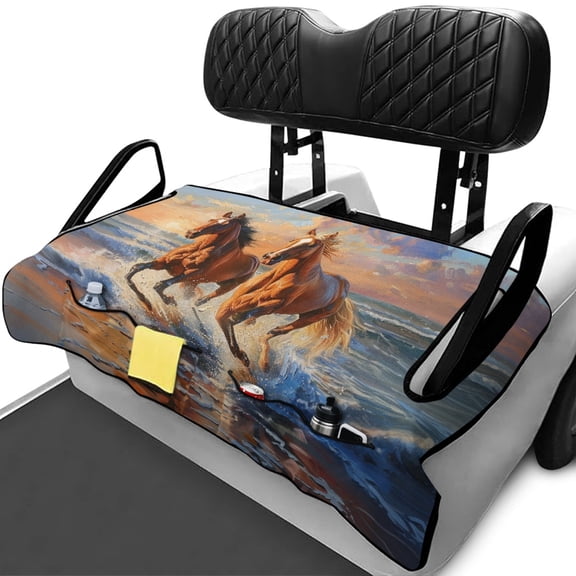 chaqlin Golf Cart Seats Cushion Covers with 4 Pockets, Compatible with Club Car Golf Cart Club Golf Cart, Golf Cart Seat Covers Fit for Yamaha EZGO TXT RXV, Horse