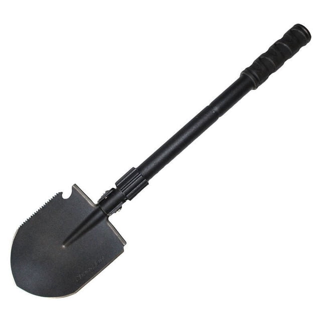 Pala plegable esencial para exteriores, diseño compacto, herramienta multifuncional, construcción de acero de aleación, bolsa portátil, funcionalidad táctica, preparación para emergencias, equipo de