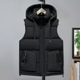 thumbnail image 2 of Zedker Men's Hooded Winter Vest Printed Lightweight Sleeveless Jacket Winter Warm Outdoor Quilted Vest for Men Black L, 2 of 9