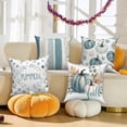 thumbnail image 2 of DaShan Fall Thanksgiving Throw Pillow Covers 18x18 Set of 4,Blue Pumpkin Leaves Pillow Cases for Bedroom Sofa Couch, 2 of 7