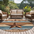 thumbnail image 4 of Round Rug 6Ft Washable Non-Slip, Western Texas Star Retro Circle Area Rugs for Living Room Bedroom, Vintage Farmhouse Blue Brown Wood Grain Indoor Floor Mats Carpet Runner for Home Decor Aesthetic, 4 of 8