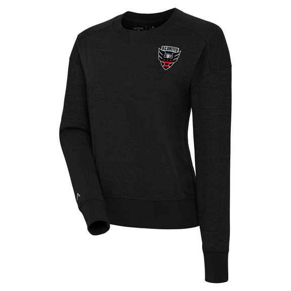 Women's Antigua Black D.C. United Forward Fleece Pullover Sweatshirt