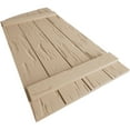 thumbnail image 6 of Ekena Millwork 22"W x 52"H (44 5/8" Low Side) Timberthane Pecky Cypress Four Board Joined Board-n-Batten w/Elliptical Top Faux Wood Shutters (Per Pair), Primed Tan, 6 of 6