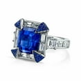 thumbnail image 2 of HeartsAndYou Asscher Natural Sapphire & Moissanite Gatsby Art Deco Ring 14k SOLID White Gold, 2 of 9