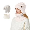 thumbnail image 1 of Winter Unisex Knitted Hat Scarf Set Warm Lined Ear Cold Weather Accessories, 1 of 3