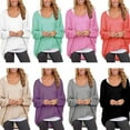 thumbnail image 2 of Women's Oversized Off Shoulder Pullover Tops Long Sleeve Loose Fit Waffle Knit Tops, 2 of 2