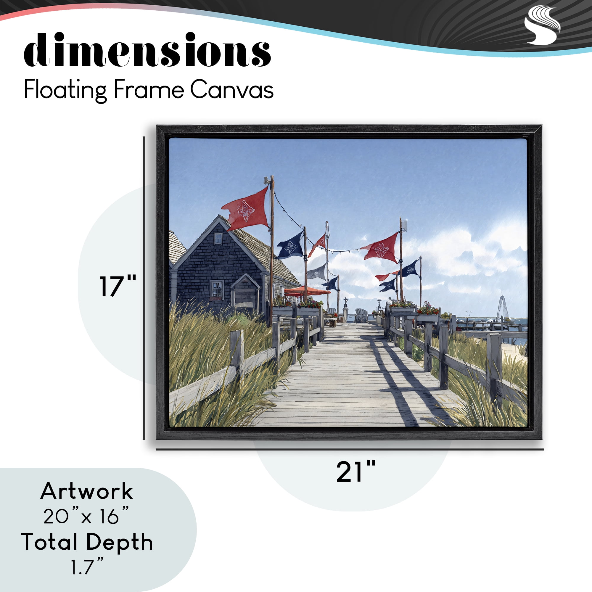 Stupell Industries Summer Boardwalk Stroll Black Framed Floater Canvas Wall Art, design by Franklyn Gregory