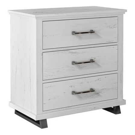 Maklaine Contemporary 3-Drawers Bedroom Nightstand in Antique White