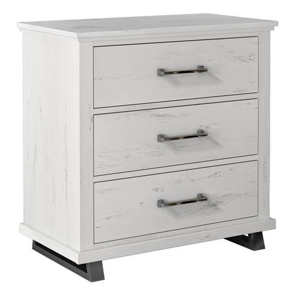 Maklaine Contemporary 3-Drawers Bedroom Nightstand in Antique White