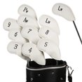 thumbnail image 2 of Fundas para cabezas de palos de golf de hierro y cuña de piel magnética de primera calidad, juego de 10, se adapta a la mayoría de los palos, etiqueta bordada en ambos lados de la cubierta de la, 2 of 5