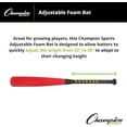 thumbnail image 2 of Champion Sports Adjustable Foam Bat with Easy Twist and Lock Length Adjustment - Easy Durable Plastic Handle with Screw-in Motion - Range - 21" to 29" Length, 2 of 6