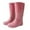 Pink, variant on XIMIN Women’s Fashion Mid-Calf Rain Boots Slip-Resistant Outsoles Durable Flexible PVC Boots Outdoor Anti-Slip Waterproof Platform Height Increasing Heel Shoes