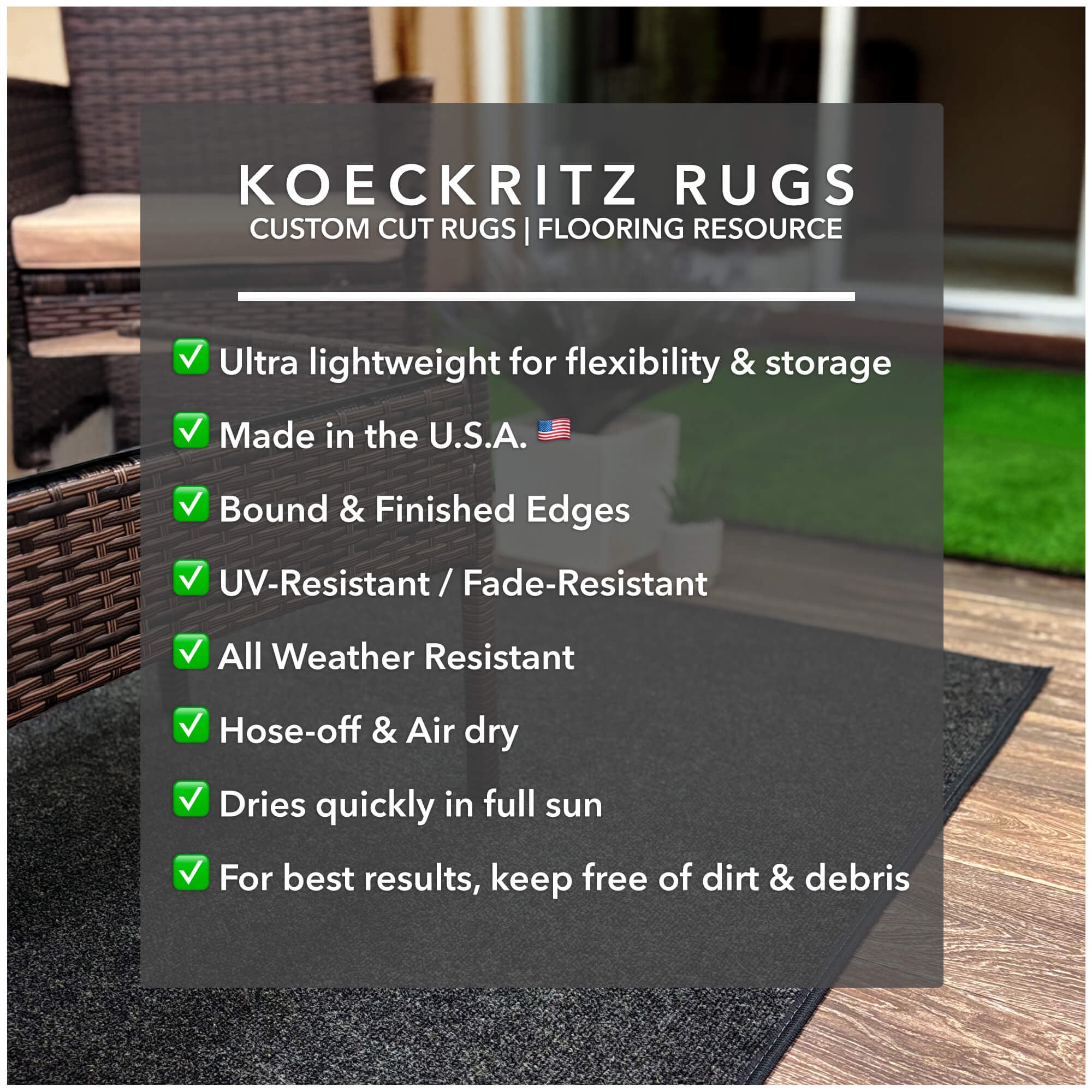 Koeckritz Rugs Black Ice Indoor/Outdoor Area Rug, 5' x 7', Lightweight & Durable
