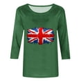 thumbnail image 4 of WREESH Womens Basic Graphic Tees Great Britain Uk Flag T-Shirts Casual 3/4 Sleeve T-Shirts Crewneck Cute Tunic Tops Loose Fit Pullover Blouses Olive Green, 4 of 5