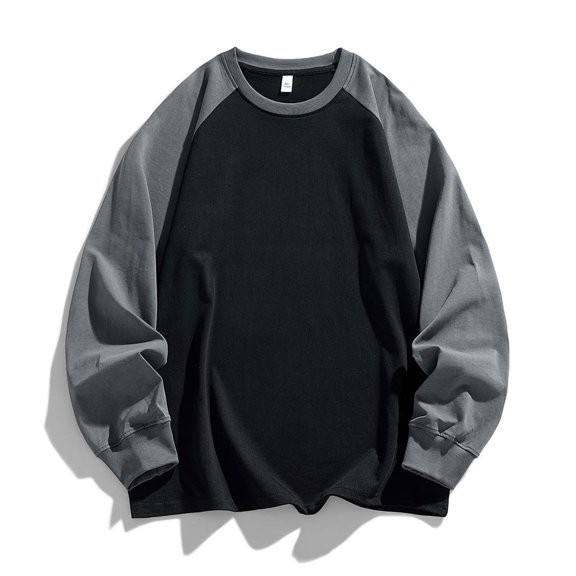 HomeDM Men's Crewneck Sweatshirt Raglan Long Sleeve Color Block Pullover Tops Casual Loose Fit Sports Gym Workout