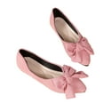 thumbnail image 5 of Bow Decor Womens Pink Flats - Soft Flock Fabric Shoes with Cushioned Insole, Shallow Mouth & Extended Sizes 35-44 for Casual Outfits Shopping Daily Wear,Size 38, 5 of 8