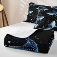 thumbnail image 4 of Manfei Cartoon Ocean Quilt King, Galaxy Whale Shark King Coverlet Set, Black Blue, 3-Piece, 1 Bedspread and 2 Pillowcases, 4 of 7