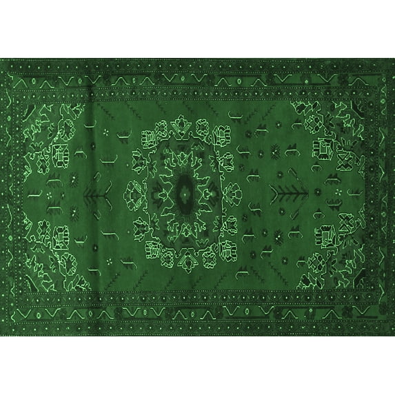Ahgly Company Indoor Rectangle Medallion Emerald Green Traditional Area Rugs, 5' x 8'