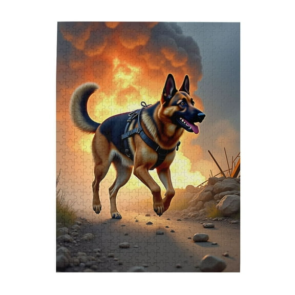 500 Piece German Shepherd Jigsaw Puzzle For Adults Courageous Canine In Sunset Scene Challenging & Fun Adult Puzzle Great Gift Idea