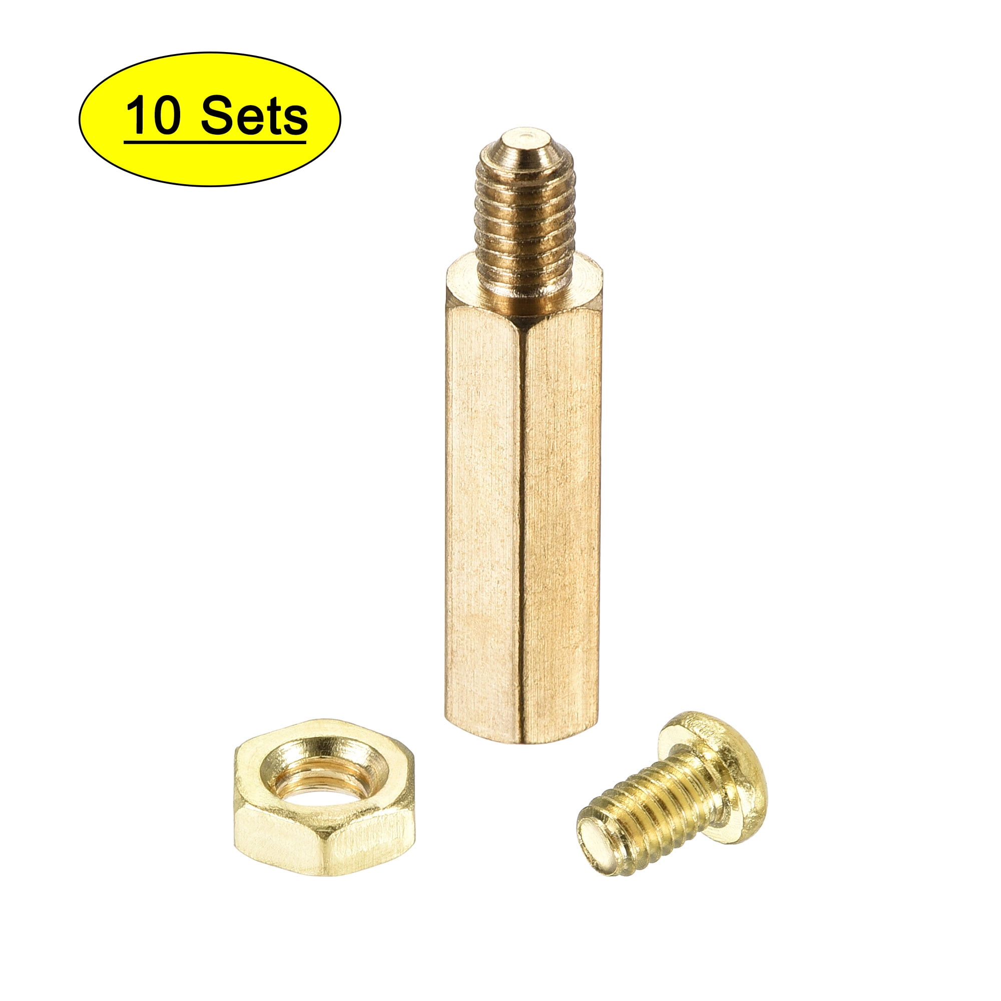 10mm M10 Brass Bolts Nuts Washers Set *4 Pack* Good Quality Length-30mm 