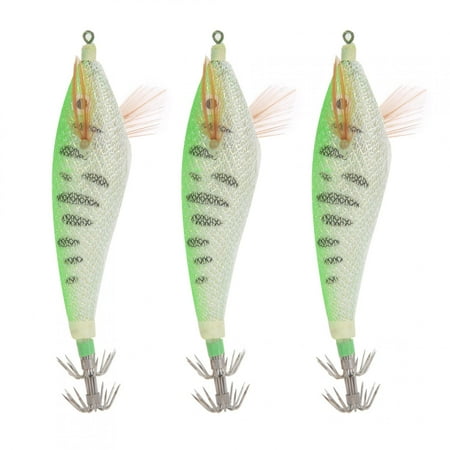 Sarapandan 4Pcs Artificial Simulation Fish Lure Bait Fishing Tackle Dual Squid Hook with Luminous Stick Slotgreen