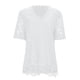 thumbnail image 4 of Camiseta jacquard de cuello en V y color liso para mujer - Top elegante y casual de manga corta para primavera/verano, 4 of 8
