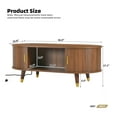 thumbnail image 2 of GDF Studio 42.5" Mid-Century Oval Fluted Coffee Table with Charging Station, Sliding Doors, Walnut, 2 of 7