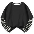 thumbnail image 2 of idosla Girls Long Sleeve Shirts Casual Color Block Loose Oversized Tees Blouse Crewneck Pullover Fall Basic Sweatshirts (Black, 11-12 Years), 2 of 6