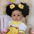 thumbnail image 2 of Muñeca Reborn Realista - 22 Pulgadas Soleada -muñeca Chica Africana con Cabello Enraizado y Vinilo Completo, Piel Marrón Oscuro, Vestido Verde, Tema de Fantasía, 2 of 15