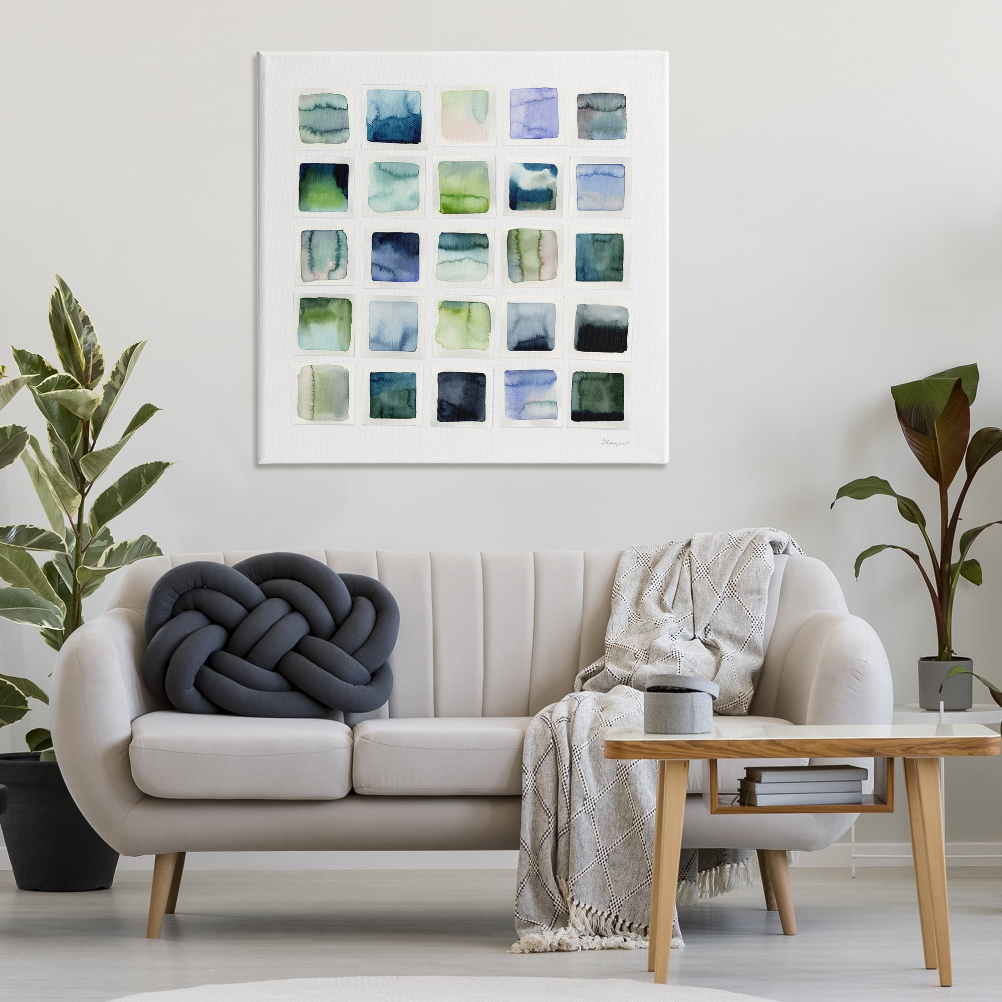 Stupell Industries Watercolor Patterned Squares Abstract Painting Gallery Wrapped Canvas Art Print Wall Art, 36 x 36