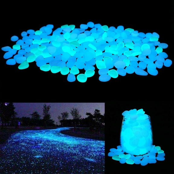 Yirtree 100 Pcs Glowing Rocks, 0.55in Glow in The Dark Rocks for Outdoor Decor Garden Lawn Yard, Aquarium, Fish Tank, Pathway,Luminous Pebbles Powered by Light or Solar-Recharge