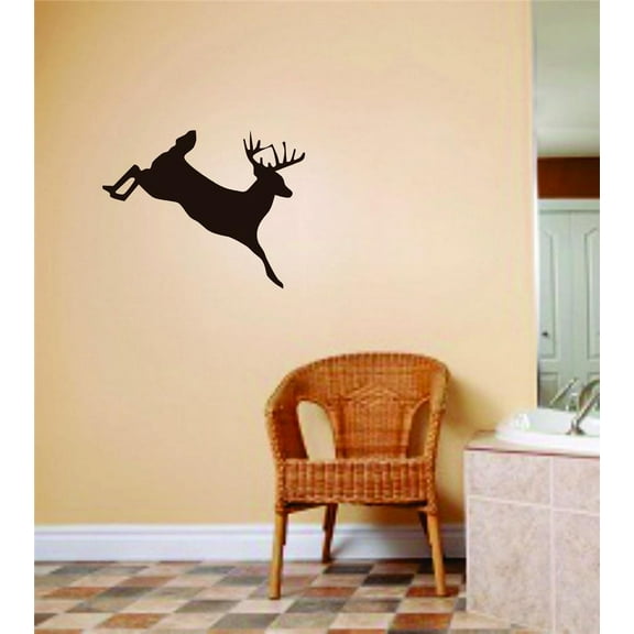 Wall Design Pieces Jumping Running Deer Buck Image Animal Hunting Hunter Man Gun Boys Men Kids Bed Room 6 X 12 Inches