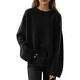 thumbnail image 2 of Qetyuw Womens Fuzzy Fleece Sweater Oversized Long Sleeve Crew Neck Pullover Jumpers Chunky Casual Warm Sweaters, 2 of 4