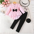 thumbnail image 3 of Ugoldhm Little Girls Fashion Outfits Set Lapel Peplum Shirt and Plain Pant Fall Cute 2 Piece Set, 3 of 8