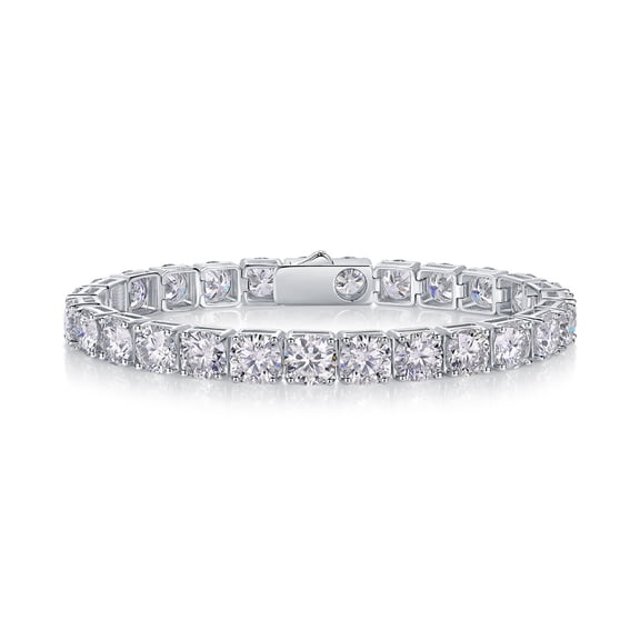 6.5-8 Inches Moissanite Tennis Bracelet for Women 6.5MM Round Cut D Color VVS1 S925 Sterling Silver Lab Created Diamond Tennis Bracelet Perfect for Daily Wear
