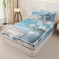 thumbnail image 2 of Homewish Beach Theme Zipper Twin Comforter Sets with Fitted Sheet and 2 Pillowcases For Girls,Ocean Starfish Zipper Bedding Set,Light gray Reversible,4 Pieces, 2 of 7