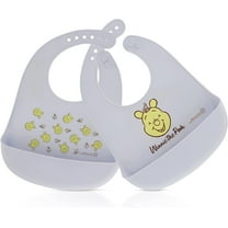 Disney 2-Pack Unisex Baby & Toddler Silicone Bibs with Food Catcher, Soft Waterproof Feeding Accessories Blue/Grey