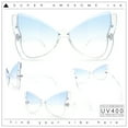 thumbnail image 2 of Womens Butterfly Upside Down Half Rim Plastic Oversized Sunglasses Clear - Blue, 2 of 8