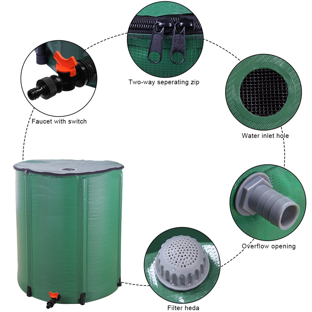 iTopRoad Rain Barrel Outdoor Patio Water Storage Barrel 50 Gallon Green