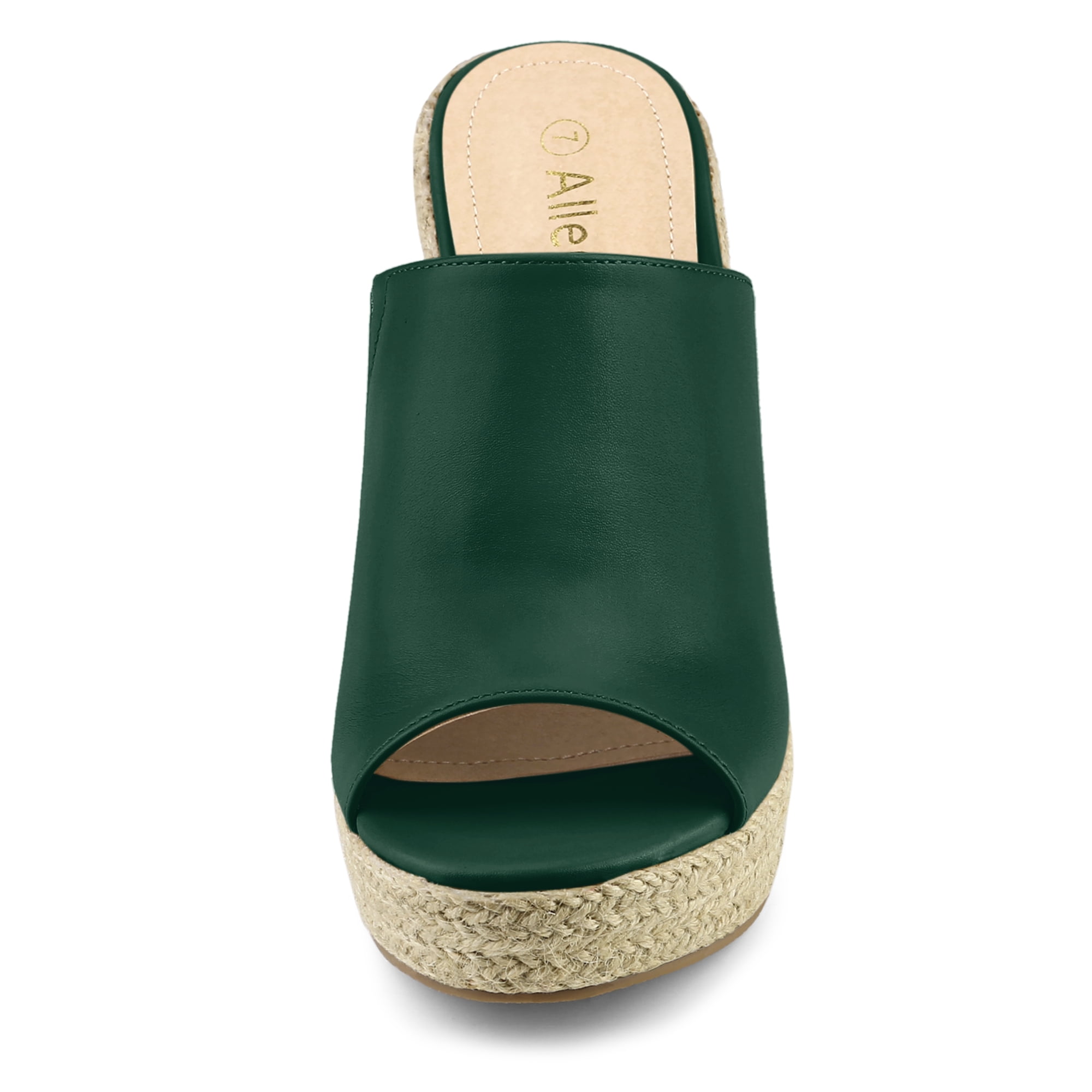 DARING DIVA Women's Slip on Platform Sandals Espadrilles Wedges Slides Dark Green 10