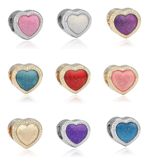 2023 Venta caliente Corazón Aleación Perlas sueltas Color Goteo Aceite Corazón Cuentas Hecho a mano Diy Pulsera Collar Accesorios Calendario de Adviento