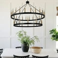 thumbnail image 4 of Aiwen Wagon Wheel Chandelier E12 Matte Black Metal Frame with 36 Lights Candle Style Deluxe Ceiling Light, 4 of 10