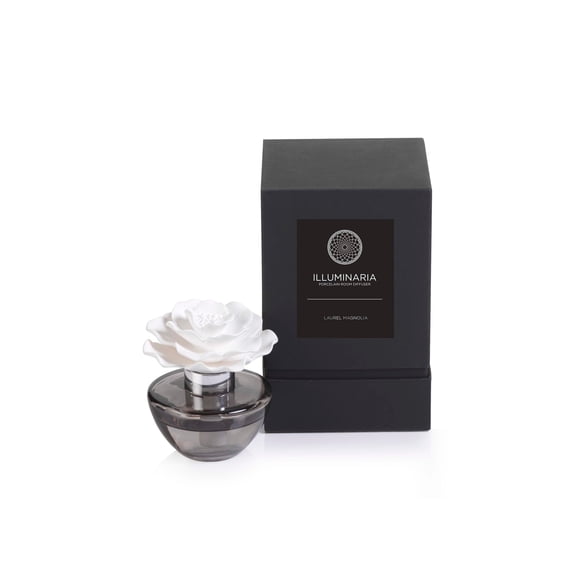 LAUREL MAGNOLIA ZODAX Illuminaria Porcelain Diffuser - Gray Bottle