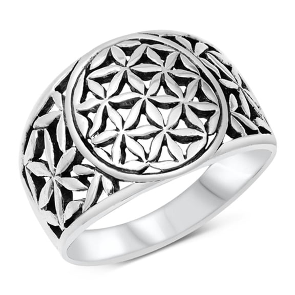 Cutout Flower Floral Statement Ring .925 Sterling Silver Band Jewelry Female Male Unisex Size 8