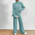 thumbnail image 4 of Fanxing Womens Lounge Sets Turtleneck Tops with Pants 2 Piece Outfit Lounge Wear Long Sleeve Pullover Wide Leg Pant Tracksuit Loungewear, 4 of 7